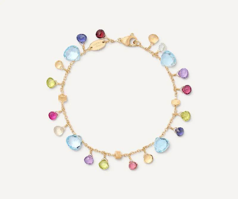 18K Yellow Gold Single-Strand Gemstone Bracelet, Topaz Accents