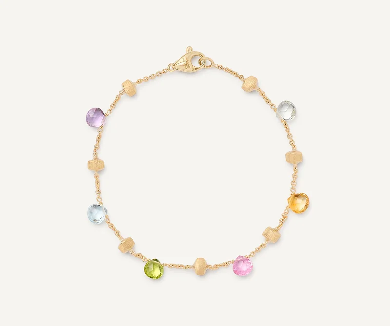 18K Yellow Gold Single-Strand Gemstone Bracelet