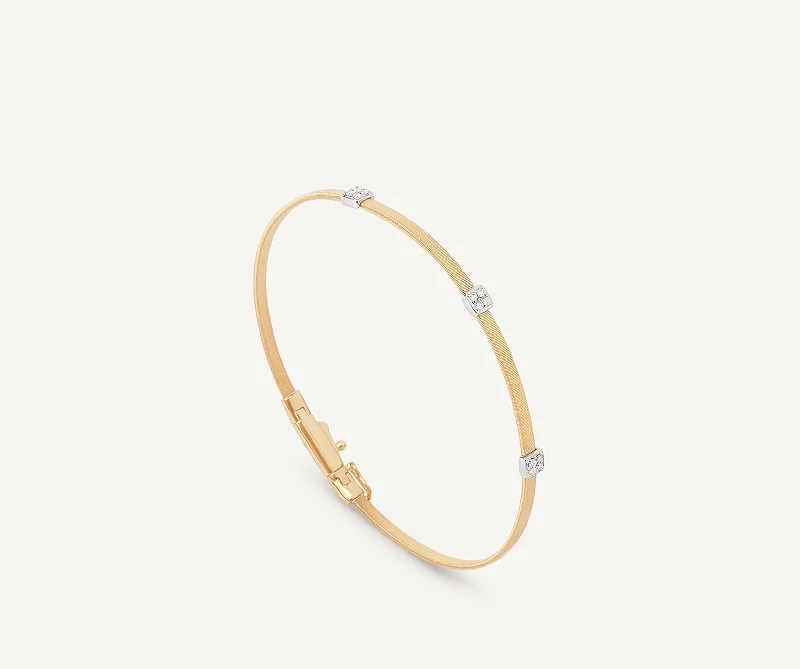 18K Yellow Gold Small Stackable Bracelet With Diamonds